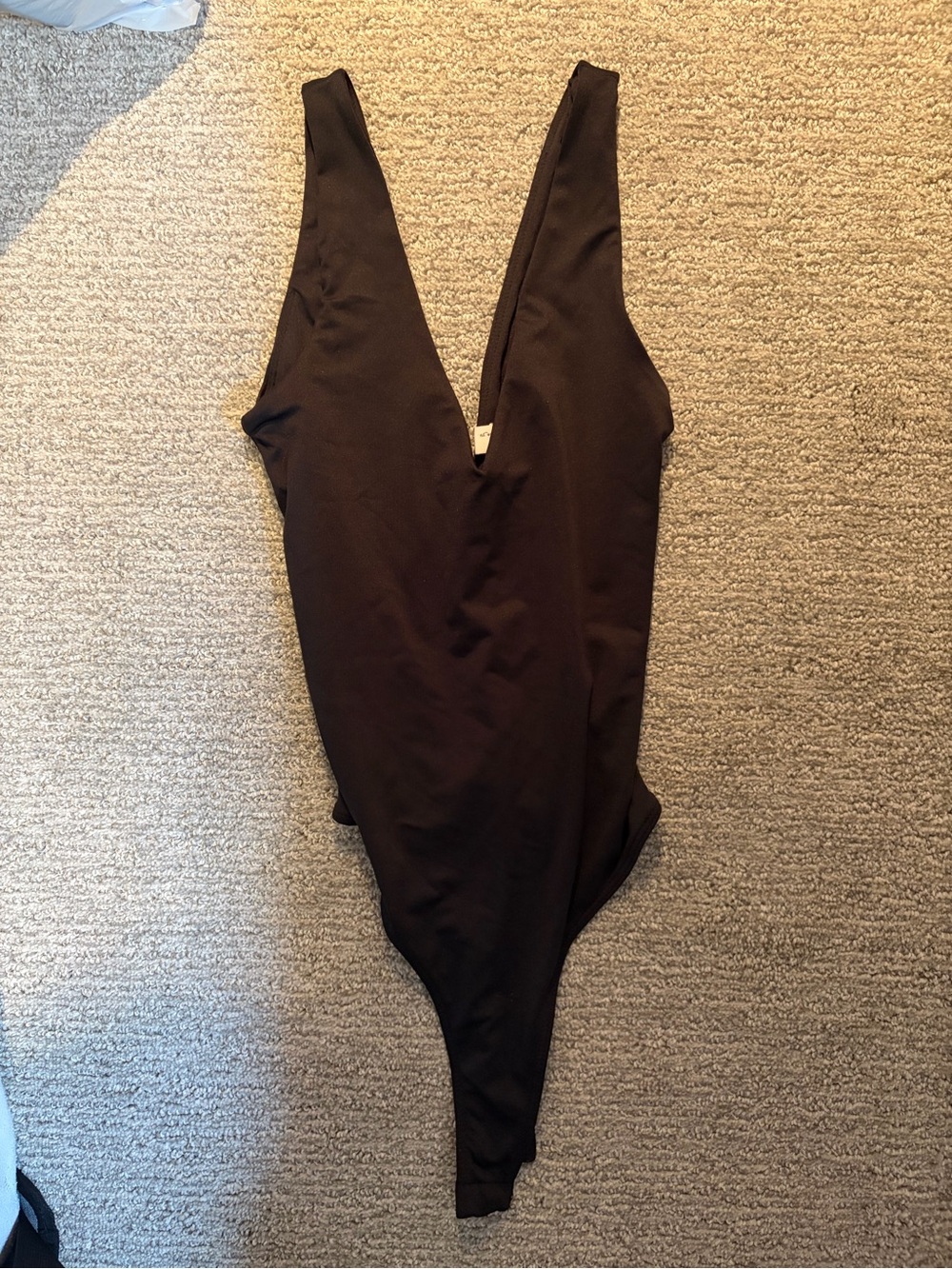 Classic Black Bodysuit with Deep V Neck
